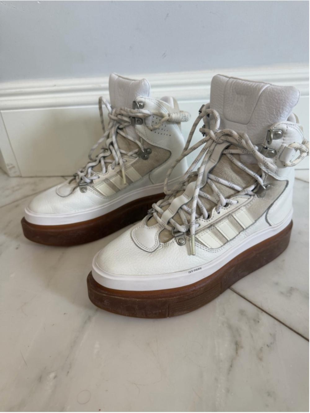 Adidas x Ivy Park Super Sleek Boot Icy Park Women’s 7 white leather high top